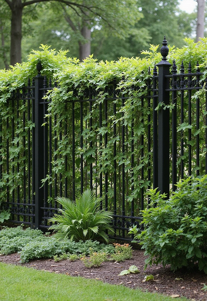 30 Plant Privacy Screen Ideas for a Natural Barrier - 26. Decorative Fencing with Climbing Plants