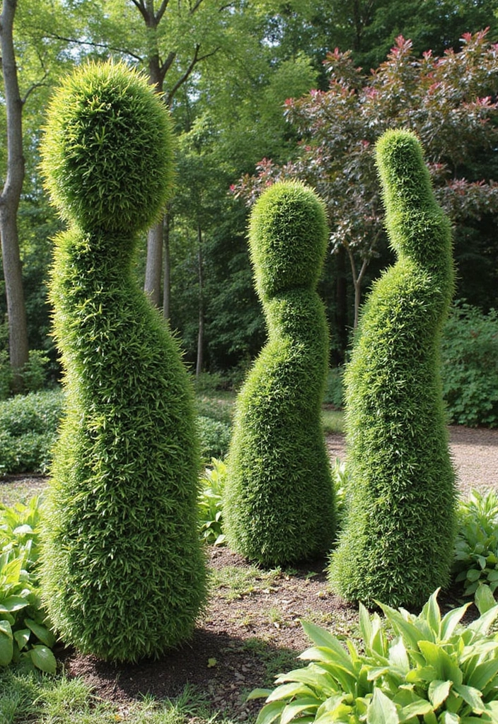 30 Plant Privacy Screen Ideas for a Natural Barrier - 28. Artful Plant Sculptures