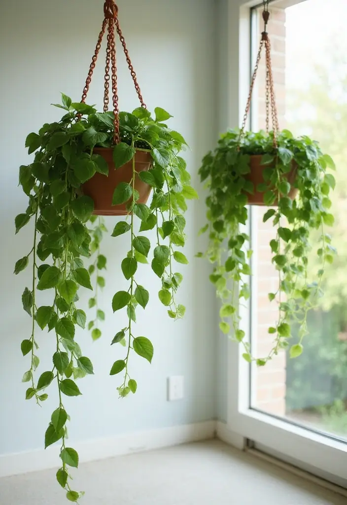 30 Pothos Plant Aesthetic Inspirations You’ll Love 26 30 Pothos Plant Aesthetic Inspirations You’ll Love - 26. Vibrant Hanging Baskets
