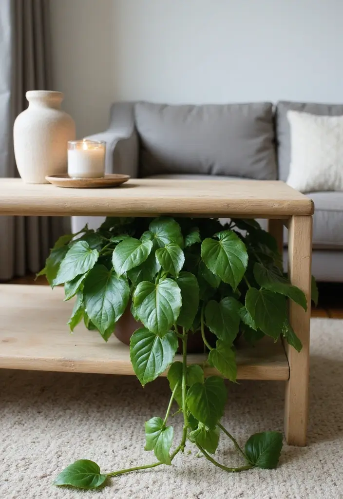 30 Pothos Plant Decor Ideas for Every Corner of Your Home 13 30 Pothos Plant Decor Ideas for Every Corner of Your Home - 13. Underneath Coffee Tables