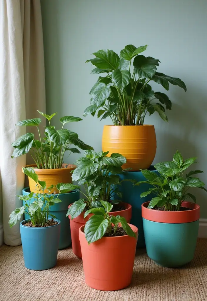 30 Pothos Plant Decor Ideas for Every Corner of Your Home 20 30 Pothos Plant Decor Ideas for Every Corner of Your Home - 20. Colorful Pot Designs
