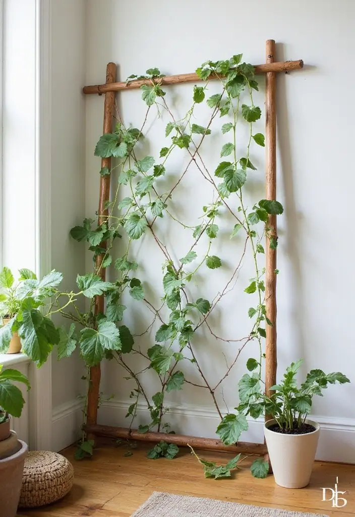 30 Pothos Plant Decor Ideas for Every Corner of Your Home 21 30 Pothos Plant Decor Ideas for Every Corner of Your Home - 21. DIY Trellis Support