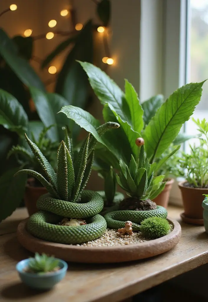 30 Snake Plant Pot Ideas for Stylish Indoor Decor 16 30 Snake Plant Pot Ideas for Stylish Indoor Decor - 16. Indoor Miniature Gardens