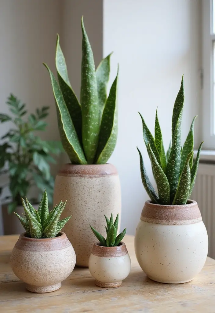 30 Snake Plant Pot Ideas for Stylish Indoor Decor 22 30 Snake Plant Pot Ideas for Stylish Indoor Decor - 22. Unique Ceramic Art