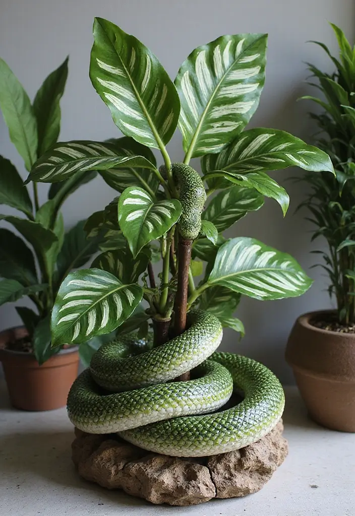 30 Snake Plant Pot Ideas for Stylish Indoor Decor 29 30 Snake Plant Pot Ideas for Stylish Indoor Decor - 29. Artistic Sculptures