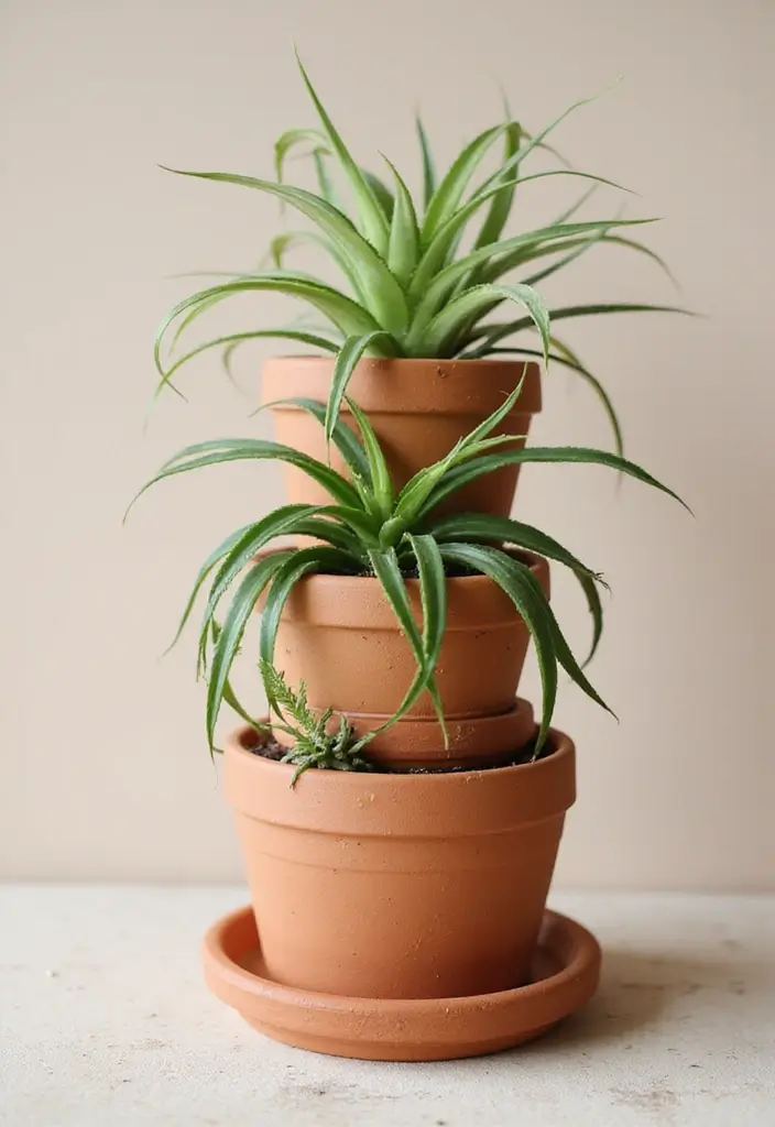 30 Spider Plant Decor Ideas You’ll Want to Try 10 30 Spider Plant Decor Ideas You’ll Want to Try - 10. Spider Plant Terracotta Towers