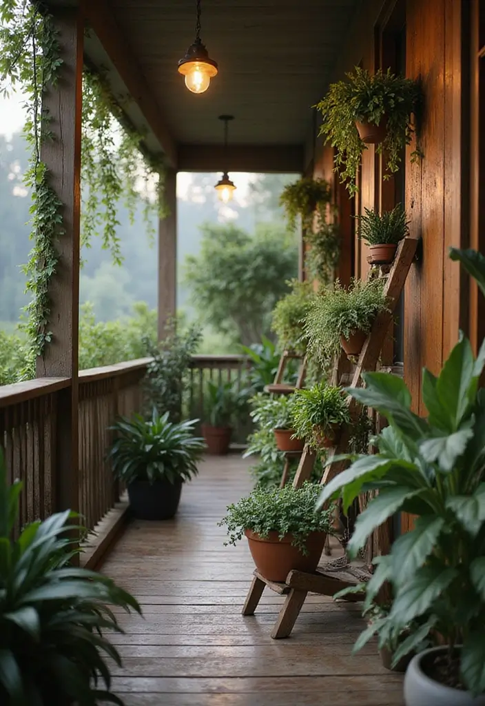 30 Spider Plant Decor Ideas You’ll Want to Try 23 30 Spider Plant Decor Ideas You’ll Want to Try - 23. Use a Plant Ladder on Your Balcony