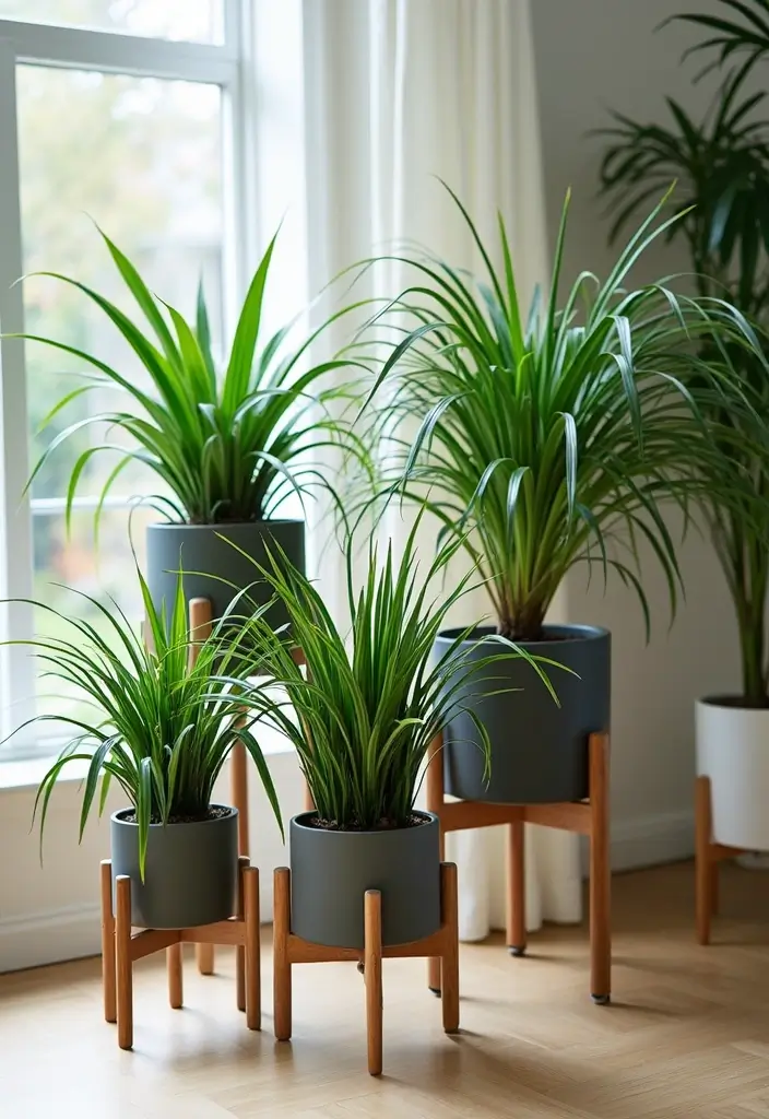 30 Spider Plant Decor Ideas You’ll Want to Try 25 30 Spider Plant Decor Ideas You’ll Want to Try - 25. Stylish Plant Pots with Stands