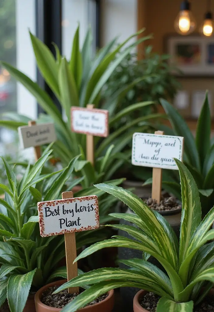 30 Spider Plant Decor Ideas You’ll Want to Try 30 30 Spider Plant Decor Ideas You’ll Want to Try - 30. Incorporate Decorative Plant Signs