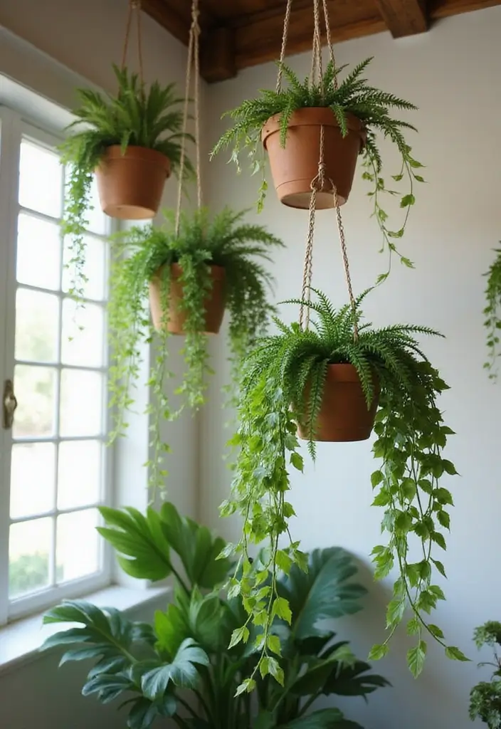 30 Stunning Plant Decor Ideas for a Fresh and Modern Look - 1. Hanging Planters for Vertical Space