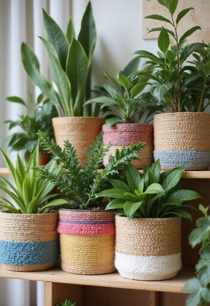 30 Stunning Plant Decor Ideas for a Fresh and Modern Look - 10. Decorative Pot Covers