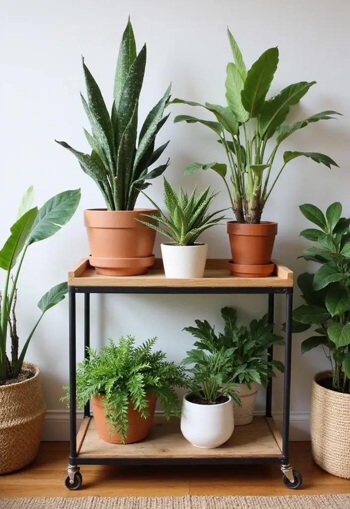 30 Stunning Plant Decor Ideas for a Fresh and Modern Look - 14. Indoor Plant Carts