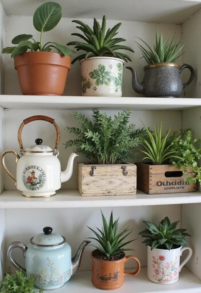 30 Stunning Plant Decor Ideas for a Fresh and Modern Look - 17. Vintage Planter Repurposing