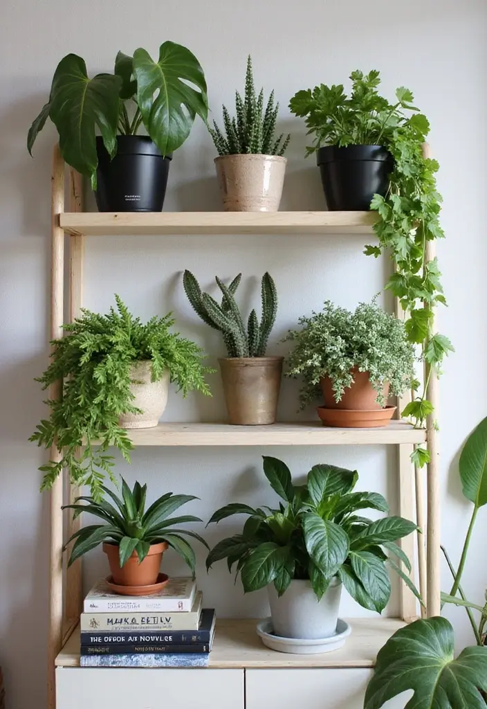 30 Stunning Plant Decor Ideas for a Fresh and Modern Look - 2. Shelf Plant Displays