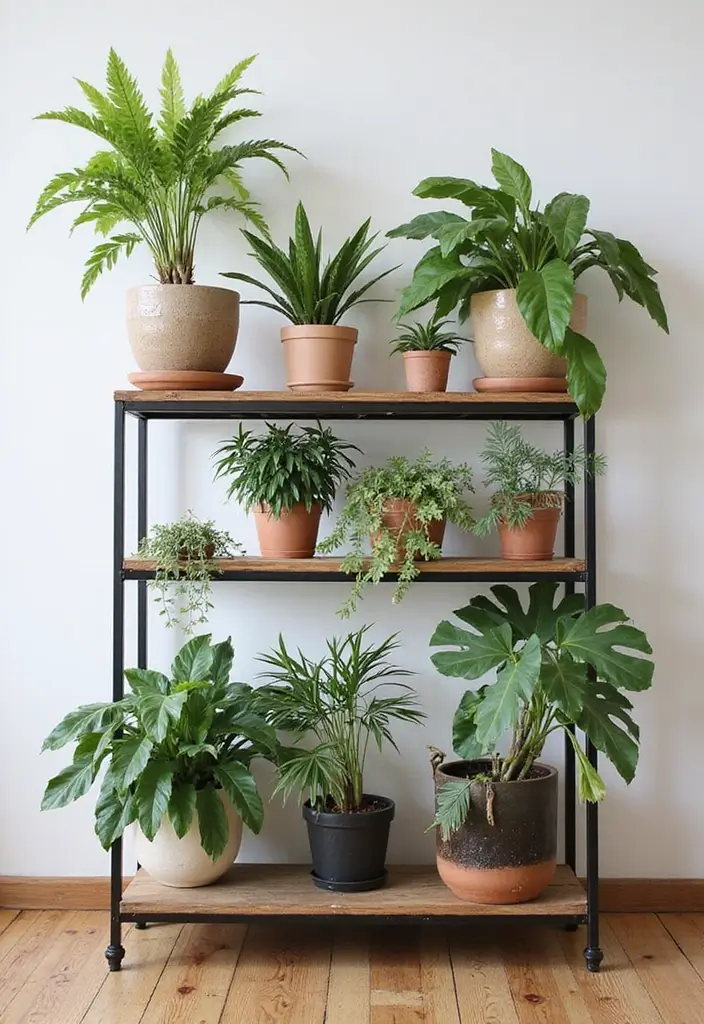 30 Stunning Plant Decor Ideas for a Fresh and Modern Look - 6. Plant Stands for Elevated Displays