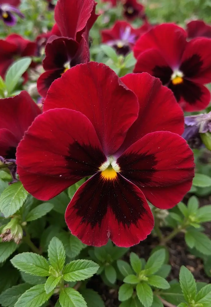 30 Stunning Red Leaf Plant Varieties to Try in Your Garden 18 30 Stunning Red Leaf Plant Varieties to Try in Your Garden - 18. Red Velvet Pansy (Viola x wittrockiana)