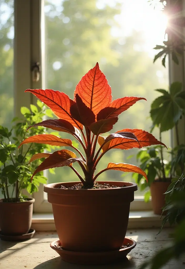 30 Stunning Red Leaf Plant Varieties to Try in Your Garden 22 30 Stunning Red Leaf Plant Varieties to Try in Your Garden - 22. Red-Leafed Croton (Codiaeum variegatum)