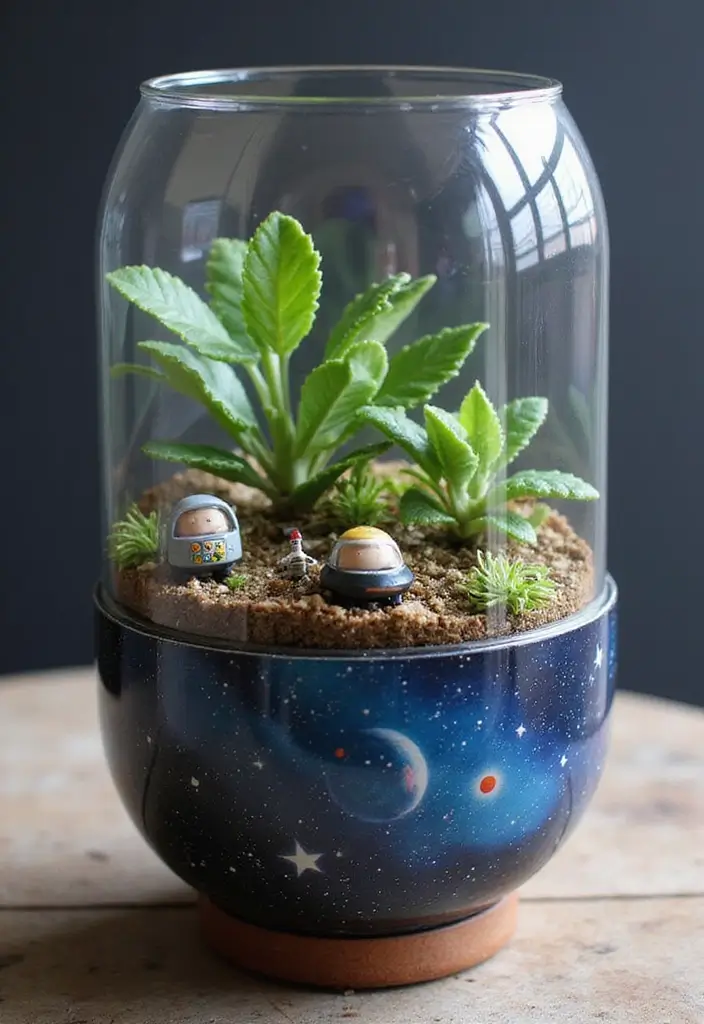 30 Unique Plant Terrarium Ideas for Small Green Worlds 11 30 Unique Plant Terrarium Ideas for Small Green Worlds - 11. Space-Themed Terrarium