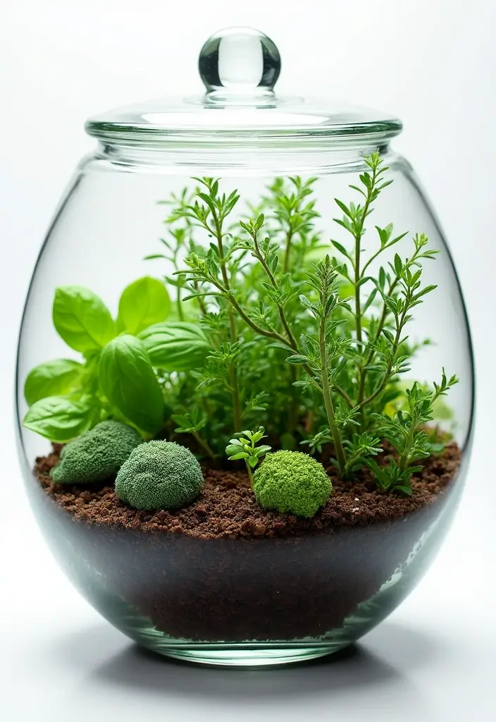 30 Unique Plant Terrarium Ideas for Small Green Worlds 12 30 Unique Plant Terrarium Ideas for Small Green Worlds - 12. Edible Garden Terrarium