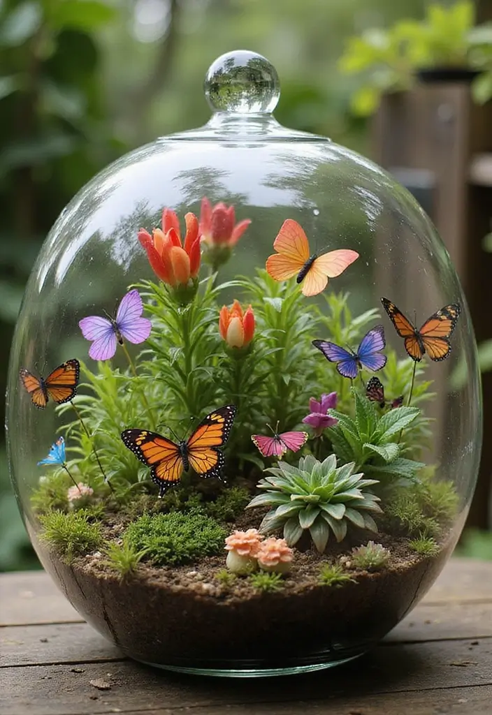 30 Unique Plant Terrarium Ideas for Small Green Worlds 19 30 Unique Plant Terrarium Ideas for Small Green Worlds - 19. Butterfly Garden