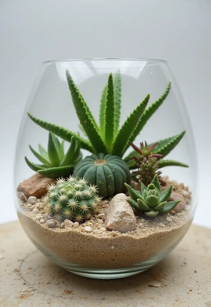 30 Unique Plant Terrarium Ideas for Small Green Worlds 2 30 Unique Plant Terrarium Ideas for Small Green Worlds - 2. Desert Oasis