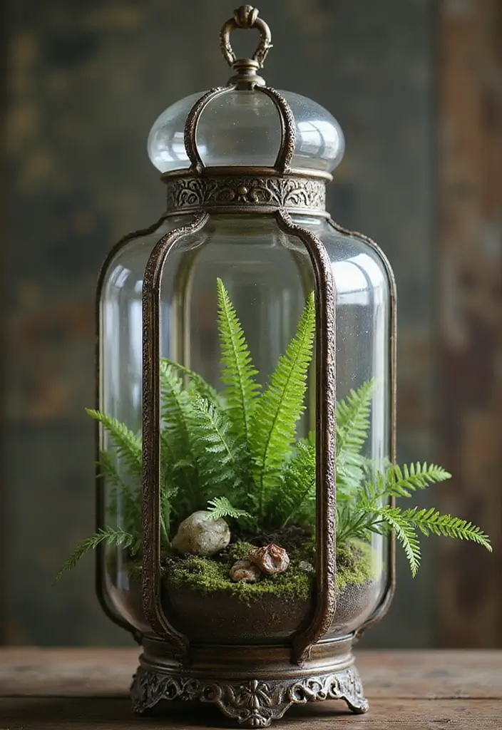 30 Unique Plant Terrarium Ideas for Small Green Worlds 4 30 Unique Plant Terrarium Ideas for Small Green Worlds - 4. Vintage Glass Terrarium