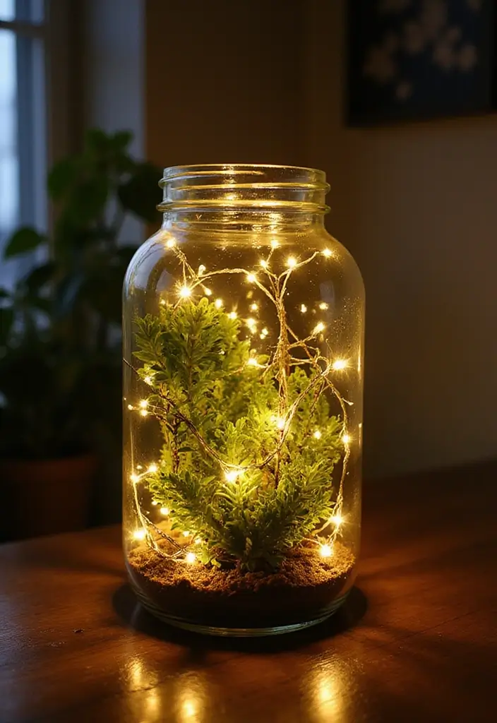 30 Unique Plant Terrarium Ideas for Small Green Worlds 5 30 Unique Plant Terrarium Ideas for Small Green Worlds - 5. Terrarium with Lights