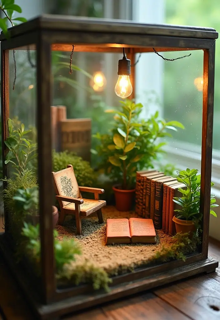 30 Unique Plant Terrarium Ideas for Small Green Worlds 6 30 Unique Plant Terrarium Ideas for Small Green Worlds - 6. Themed Book Nook Terrarium