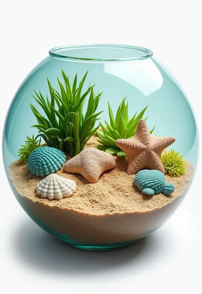 30 Unique Plant Terrarium Ideas for Small Green Worlds 7 30 Unique Plant Terrarium Ideas for Small Green Worlds - 7. Coastal Breeze Terrarium