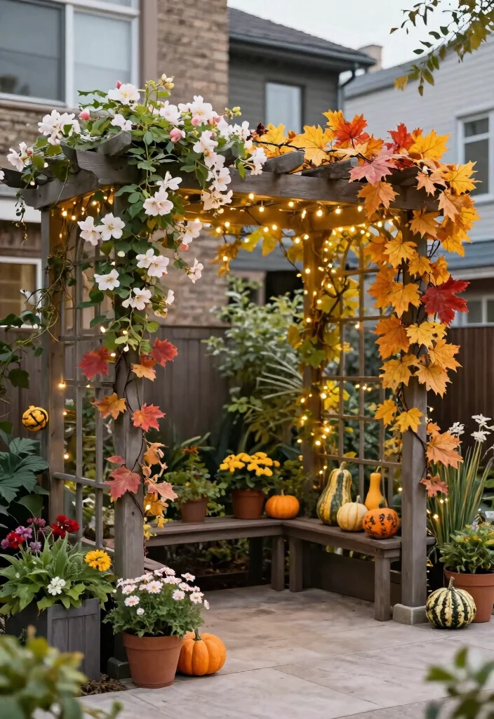 10 ACNH Pergola Ideas Inspired by Cozy Outdoor Design - 9. Seasonal Splendor 1