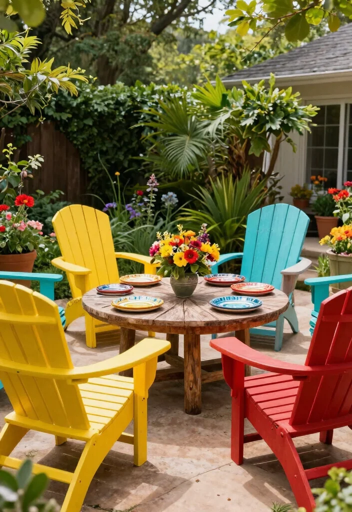 10 Adirondack Chair Patio Ideas for Relaxed Outdoor Living 1 10 Adirondack Chair Patio Ideas for Relaxed Outdoor Living - 1. Bold and Bright: Colorful Adirondack Chairs 1