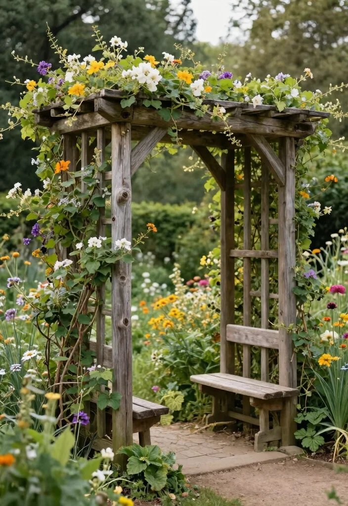 10 Arbor Trellis Ideas to Create Garden Entrances and Shade - 3. Rustic Garden Arbor for a Cozy Feel 1