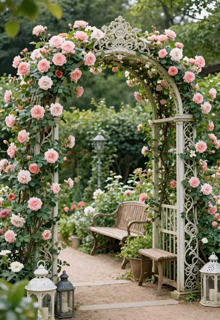 10 Arbor Trellis Ideas to Create Garden Entrances and Shade - 8. Garden Arch with a Vintage Touch 1