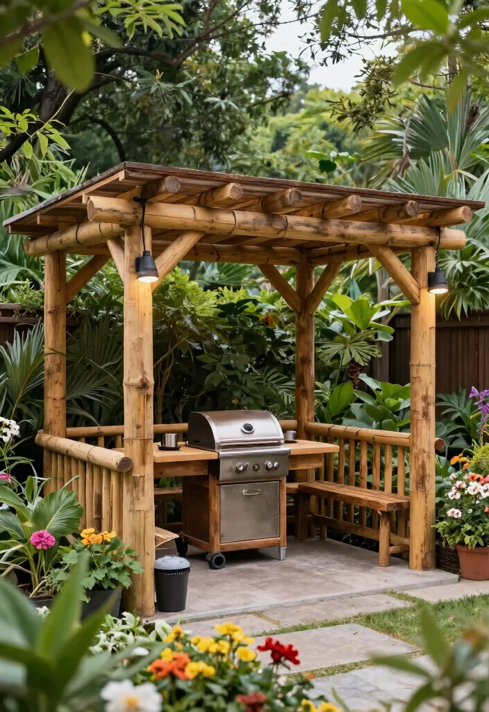 10 BBQ Pergola Ideas for Outdoor Cooking and Entertaining 100 10 BBQ Pergola Ideas for Outdoor Cooking and Entertaining - 10. Eco-Friendly Pergola 1