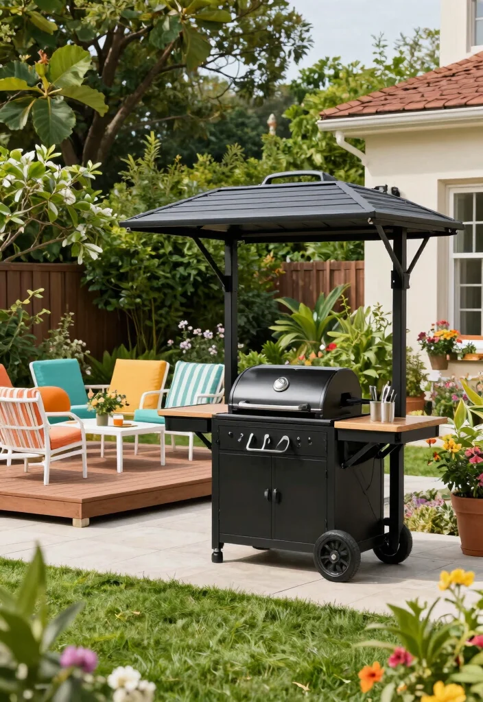 10 BBQ Pergola Ideas for Outdoor Cooking and Entertaining 56 10 BBQ Pergola Ideas for Outdoor Cooking and Entertaining - 6. Portable Pergola on Wheels 1