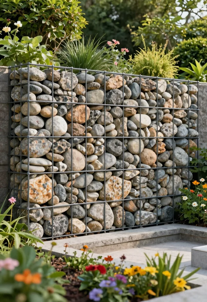 10 Back Garden Fence Ideas for Privacy and Structure - 8. Gabion Walls 1