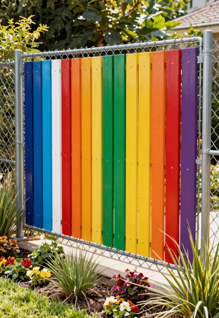 10 Back Garden Fence Ideas for Privacy and Structure - 9. Chain Link with Privacy Slats 1