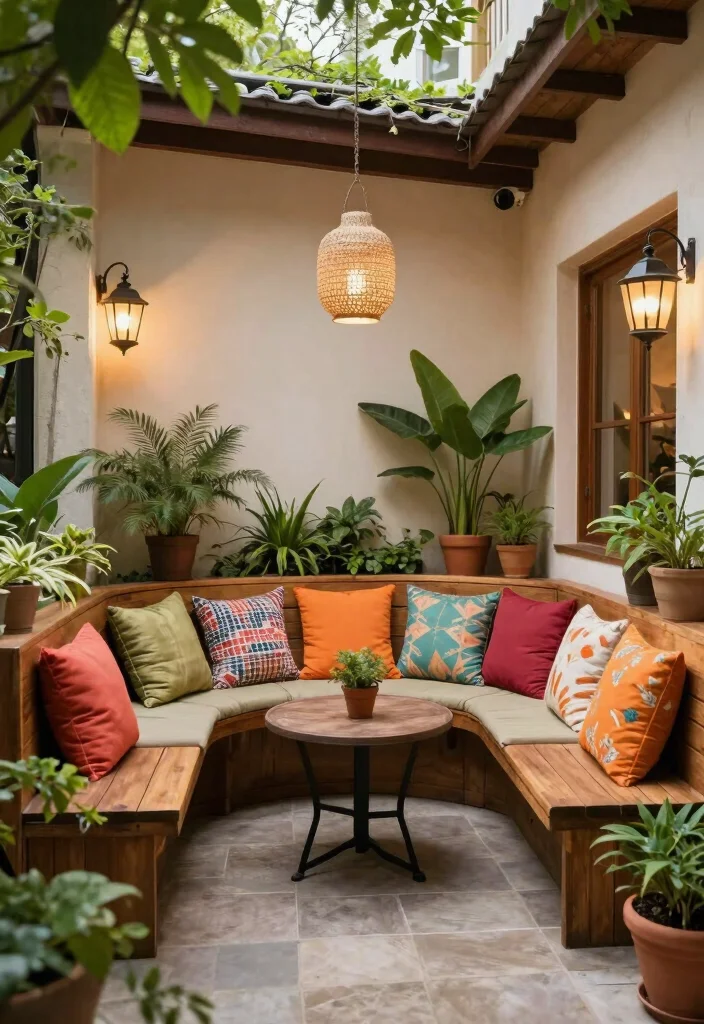 10 Backyard Corner Patio Ideas for Cozy Outdoor Seating - 3. Use Built-in Benches 1
