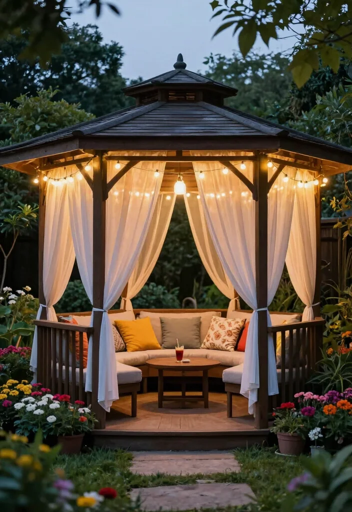 10 Backyard Corner Patio Ideas for Cozy Outdoor Seating - 4. Incorporate a Gazebo or Canopy 1
