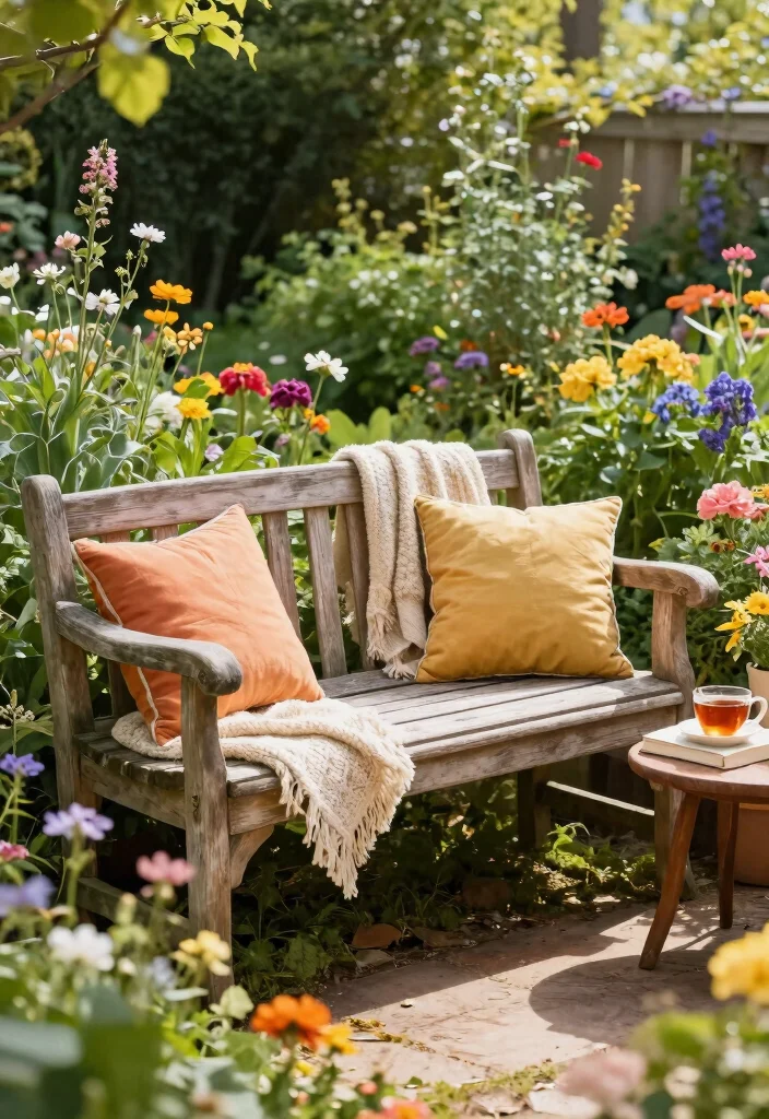 10 Backyard Corner Patio Ideas for Cozy Outdoor Seating - 7. Integrate a Garden Bench 1