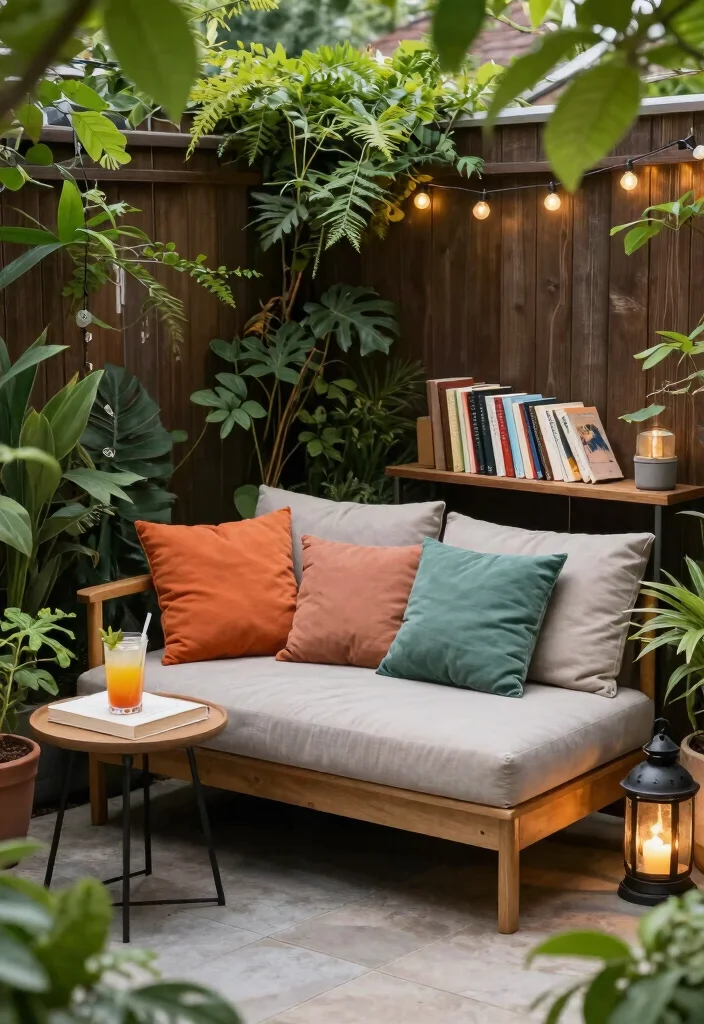 10 Backyard Corner Patio Ideas for Cozy Outdoor Seating - 9. Create a Reading Nook 1