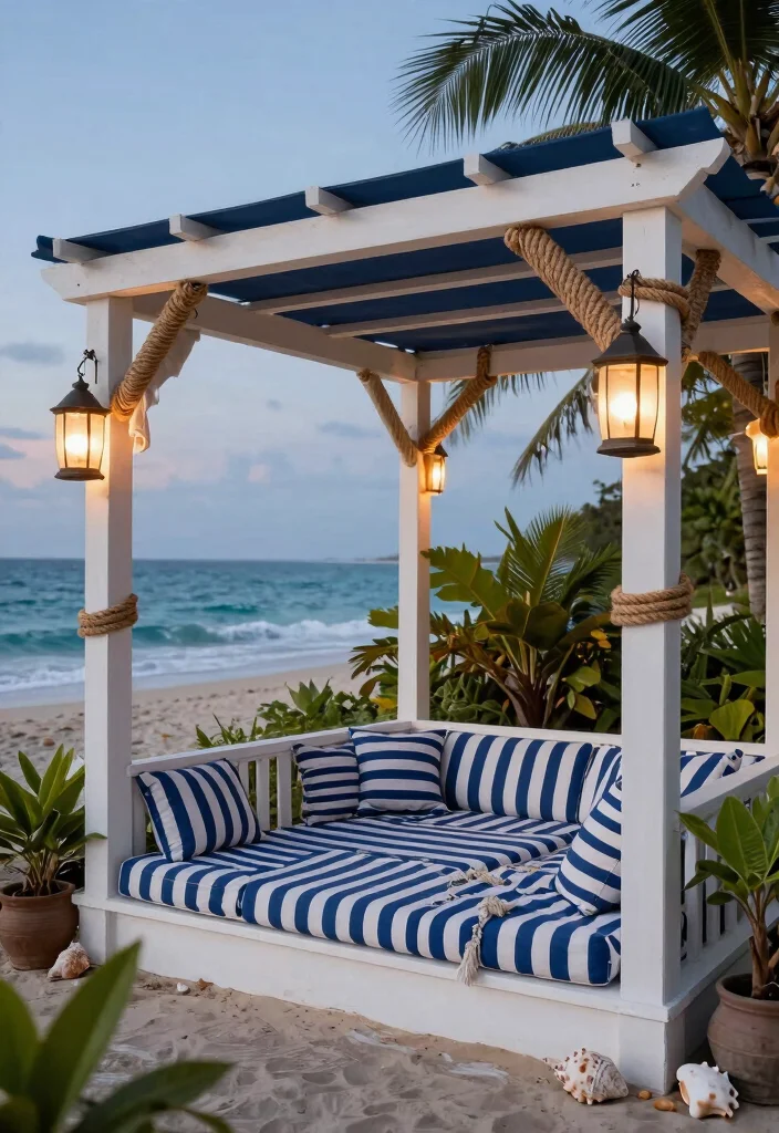 10 Beach Pergola Ideas for Relaxed Coastal Outdoor Living - 3. Nautical-Themed Pergola 1