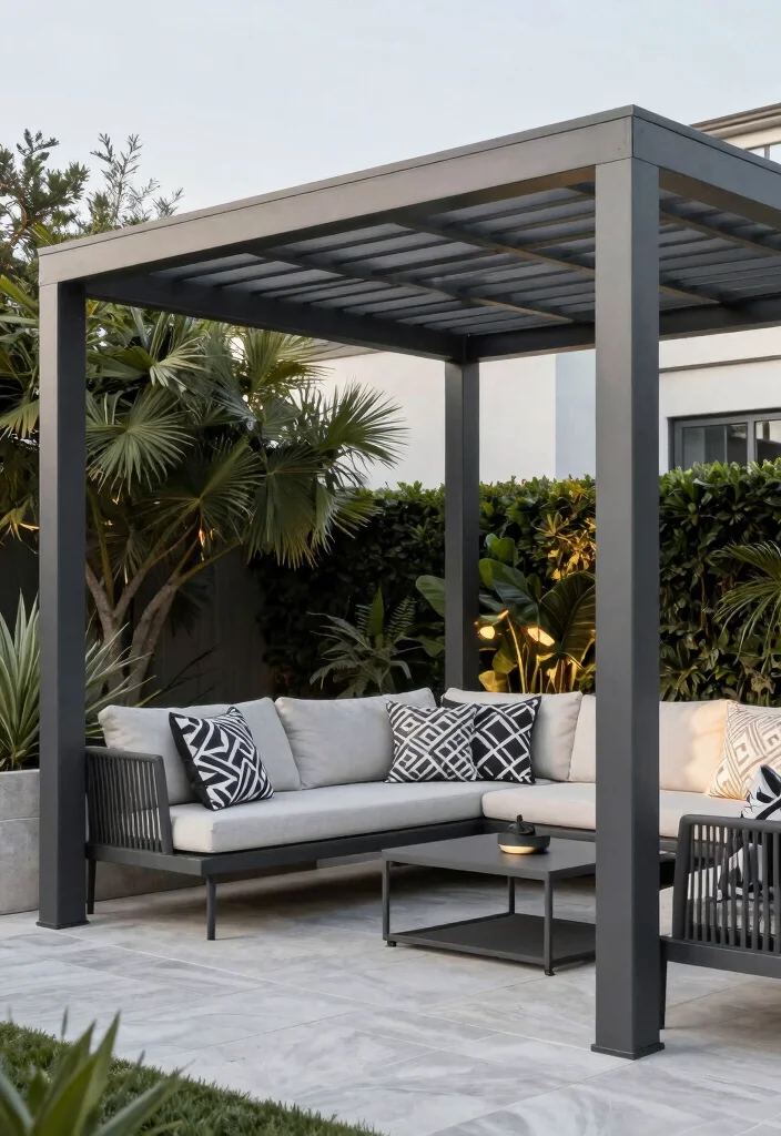 10 Beach Pergola Ideas for Relaxed Coastal Outdoor Living - 7. Contemporary Chic 1