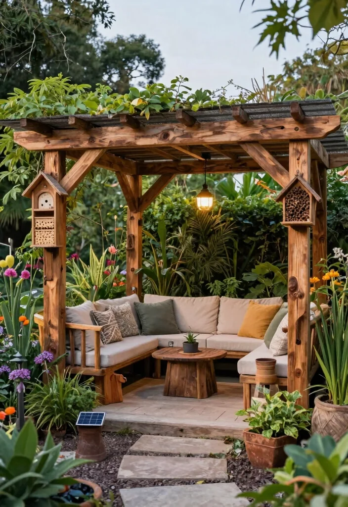 10 Beach Pergola Ideas for Relaxed Coastal Outdoor Living - 8. Eco-Friendly Oasis 1
