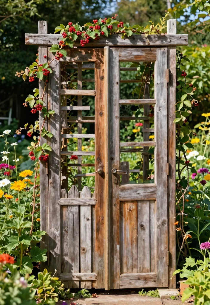 10 Berry Trellis Ideas for Organized and Productive Gardens - 10. Reclaimed Materials Trellis 1