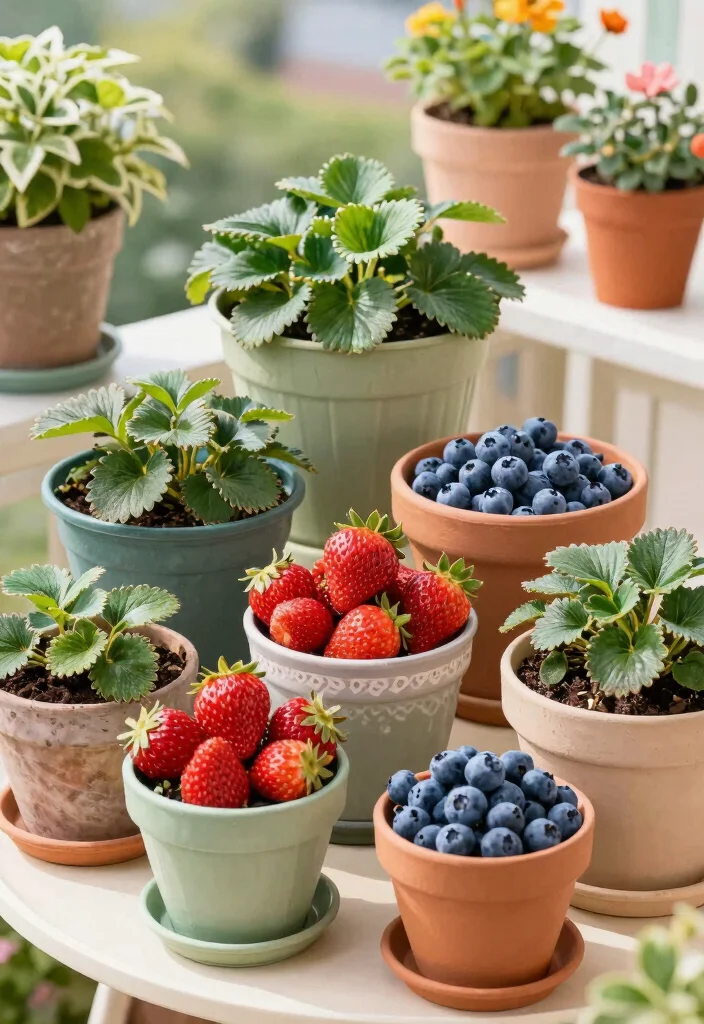 10 Berry Trellis Ideas for Organized and Productive Gardens - 6. Container Berry Garden 1