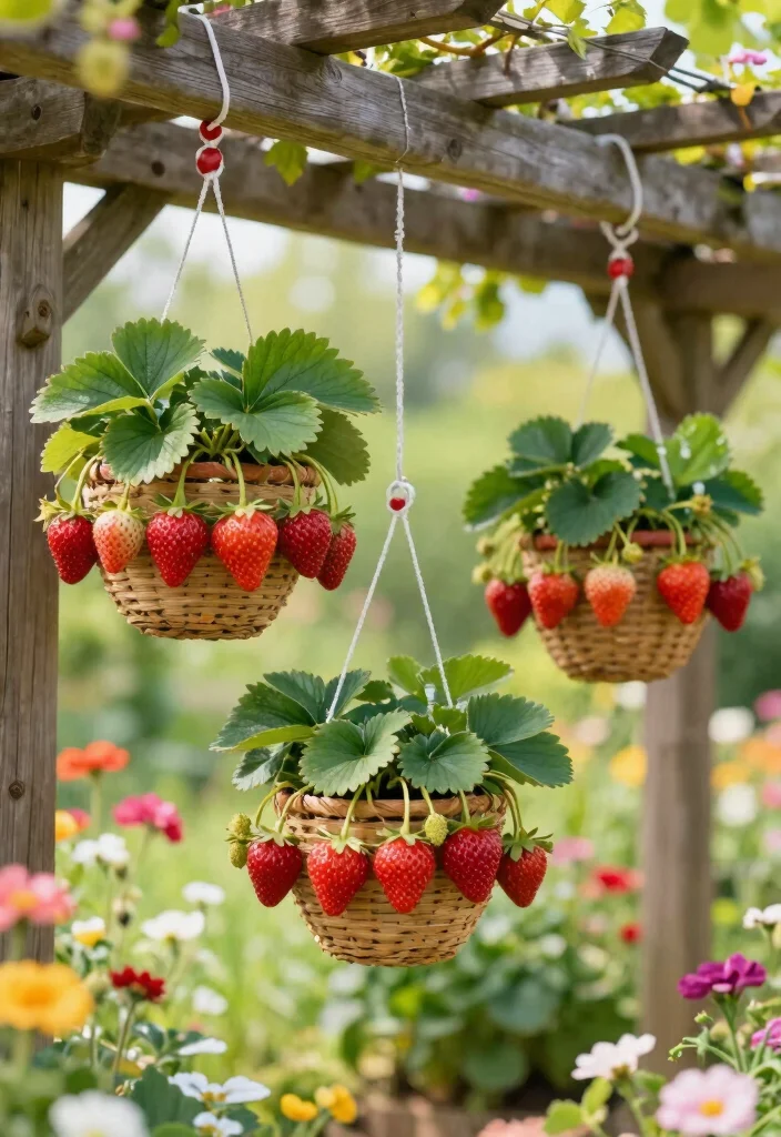 10 Berry Trellis Ideas for Organized and Productive Gardens - 7. Hanging Berry Baskets 1