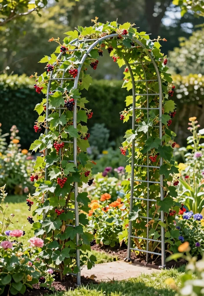 10 Berry Trellis Ideas for Organized and Productive Gardens - 8. Arched Wire Trellis 1