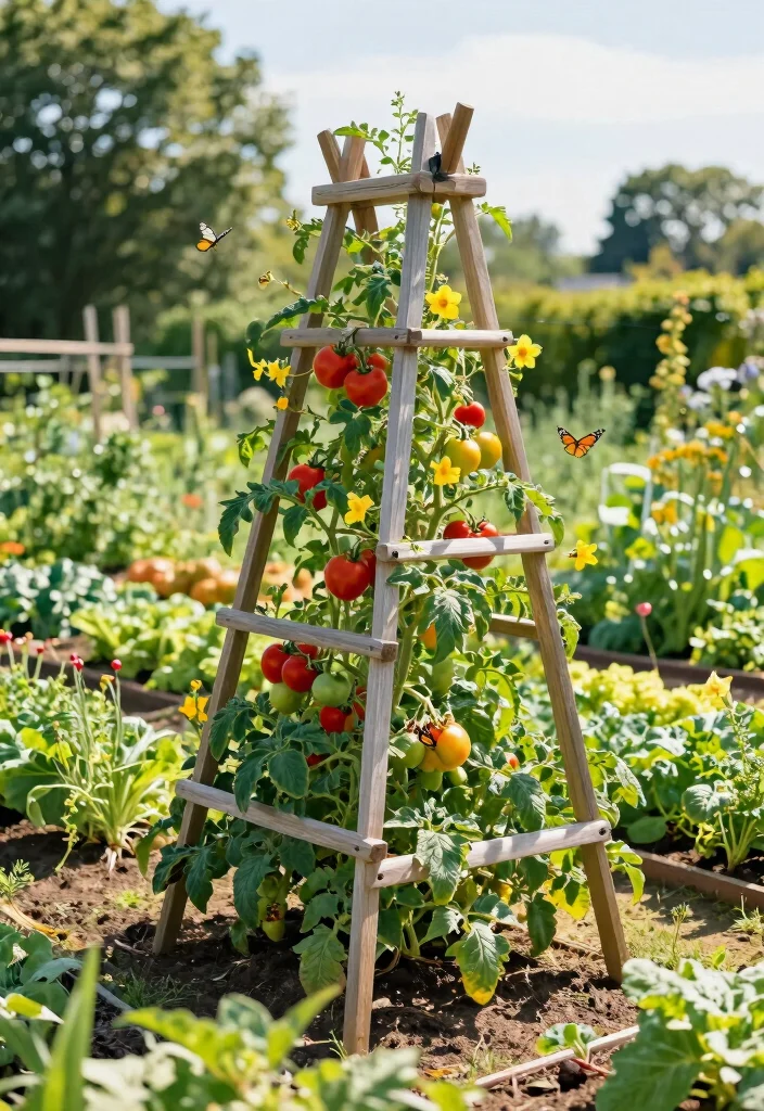 10 Best Tomato Trellis Ideas for Healthy and Easy Harvests - 2. A-Frame Trellis 1