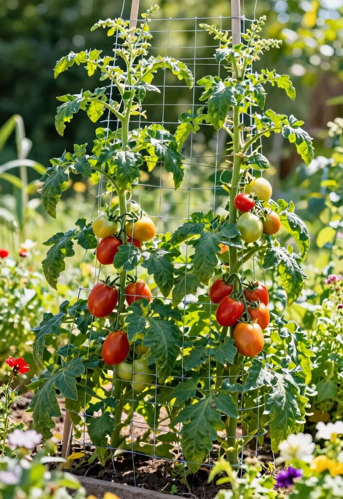 10 Best Tomato Trellis Ideas for Healthy and Easy Harvests - 8. Wire Mesh Trellis 1